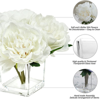 Vente en gros directe de pivoine en verre bonsaï fleur de soie de pivoine dans de l'eau acrylique pour la décoration intérieure