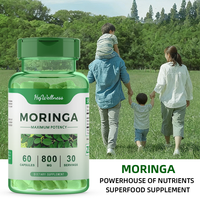 Kapsul Moringa Superfood Herbal OEM Mentah 100% Alami 60p Bubuk Moringa Mendukung Kesehatan Imunitas & Tulang Dewasa