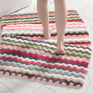 Tapis arc-en-ciel 100% polyester, tapis de porte inférieur TPR, cuisine salle de bains, tapis absorbant en microfibre, vente en gros, tapis lavable antidérapant