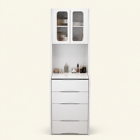 Meuble de chambre blanc minimaliste de luxe léger, coiffeuse sur pied avec LED et rangement modulaire, prix de gros