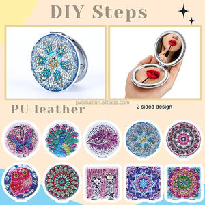 Diamond Painting Carry On piccolo specchio per la borsa e il modello di <span class=keywords><strong>Mandala</strong></span> da viaggio per il trucco portatile diamante pittura specchio per adulti - Product Image 5