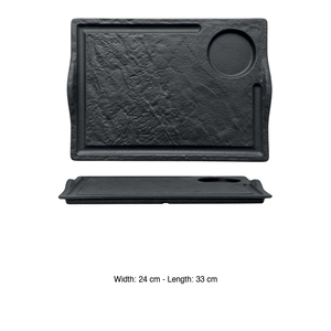 <b>Black</b> Steak <b>Plate</b> 33 × 24 cm with Stone Effect Groove M1934 90B - Product Image 3