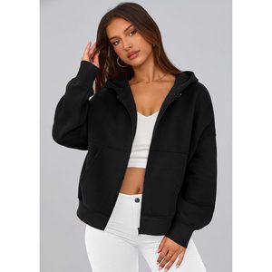 Sweat à capuche zippé Y2K personnalisé pour femme, collection automne 2025, avec manches longues, veste décontractée d'hiver en molleton de soie - Product Image 5