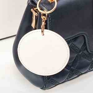 YY PU Leather Key Chain Round Shaped <b>Custom</b> Couple Luggage Tags Portable Travel <b>Keychain</b> for GIfts - Product Image 3