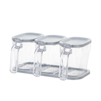 Boîte d'assaisonnement Rectangle carré en plastique Transparent combiner ensemble Pot à condiments bocaux cuillère sans BPA lavable au lave-vaisselle de qualité alimentaire