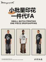 T-shirt Homme Épais Style INS Streetwear Américain Été, Coupe Ample, Imprimé Canette de Soda, Manches Courtes, Grandes Tailles