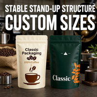 Sacs à café personnalisés, imprimés sur mesure, qualité alimentaire, faible MOQ, impression numérique, pochette mate autoportante avec valve, sacs d'emballage pour grains de café