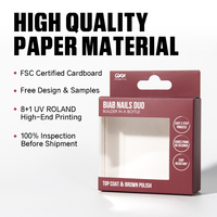 Boîte d'emballage en papier kraft personnalisée avec fenêtre transparente en PVC, boîte en papier pliable en papier coloré pour les ongles Duo