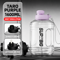 Bouteille isotherme de 1600 ml, grande capacité, épaissie, étanche, durable, portable, avec paille, pour sport et gym, design minimaliste, promotionnelle