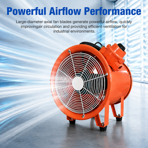 Ventilateur axial portable LONGWELL de 10 à 14 pouces, résistant à la chaleur, 2000 CFM, souffleur axial, ventilateur <span class=keywords><strong>d</strong></span>'évacuation pour l'extraction de poussière, de fumée et <span class=keywords><strong>d</strong></span>'<span class=keywords><strong>air</strong></span> industriel - Product Image 2