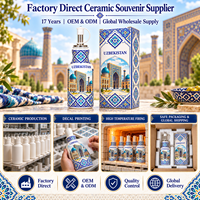Botol Minyak Keramik Suvenir Uzbekistan Samarkand Pola Ubin Geometris Islami Dispenser Minyak Porselen Kustom Landmark Asia