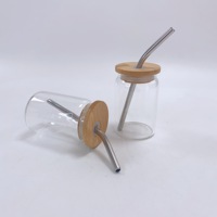 Nouvelle arrivée US entrepôt mini verre mignon peut tasse avec couvercle en bambou et paille clair et givré 3.5oz bricolage sublimation blanc