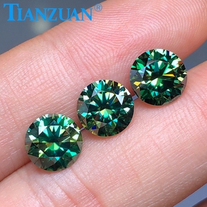 Diamante rotondo brillante taglio verde con piccola gemma di Moissanite sciolta di colore giallo per realizzare gioielli - Product Image 1