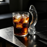 Gobelet en verre personnalisé avec poignée unique, tasse à eau transparente, verrerie originale, verre à jus, bière, café, boisson