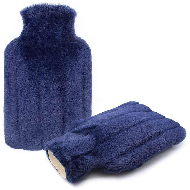 hot selling keep warm 2000ml natural rubber hot water bottle bag with plush cover