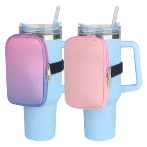 Customized Drinking Water Bottle Carrier Bag Holder Cooler Sleeve with Pouch