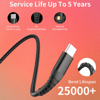 Câble de charge rapide USB vers Type C en nylon tressé pour smartphones, vente en gros