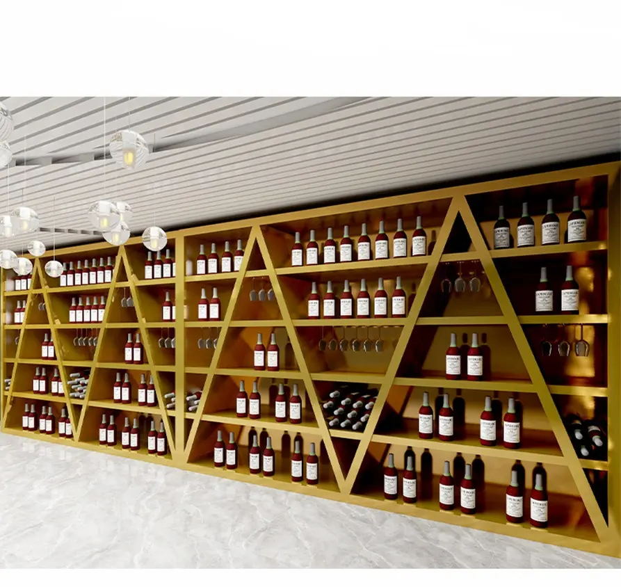 Современный винный шкаф из нержавеющей стали, Золотой металлический стеллаж для вина, настенные шкафы для хранения виски для гостиной