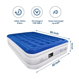Bomba eléctrica de inserción autoinflable para <span class=keywords><strong>2</strong></span> personas, cama de flocado familiar portátil, cama de aire inflable, colchón de aire suave - Product Image 3