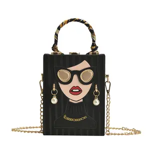 women's hand new designer 2024 luxury women handmade bag creative Vintage chain box dinner party bag holding doodle phone bag