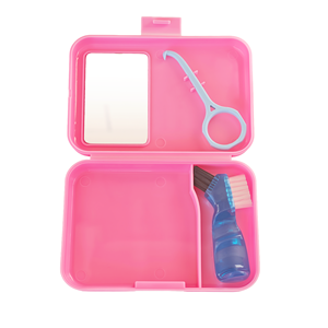 Kotak Penyimpanan Retainer Ortodontik 3 in 1 dengan Cermin Sikat dan Alat Pelepasan Portabel - Product Image 2