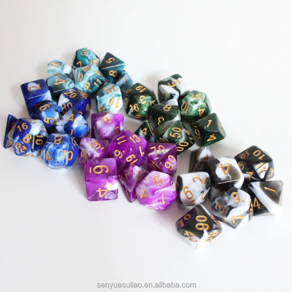 Набор из 7 игральных костей двойного цвета для подземей и драконов настольные игры