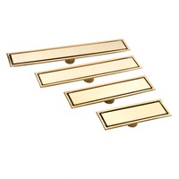 Desagüe Lineal Comercial Invisible de Acero Inoxidable Dorado Cepillado para Ducha y Baño 2 en 1 con Inserción de Azulejo, Antiolor, Tamaño Personalizado
