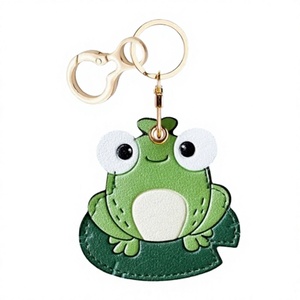 Porte-clés en cuir PU de haute qualité, motif dessin animé mignon (Panda, Grenouille, Lapin), mini-sac de protection pour pièces de monnaie - Product Image 4