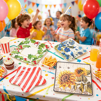 Assiettes en papier jetables avec motifs floraux variés pour service de table, fournitures pour fêtes et célébrations