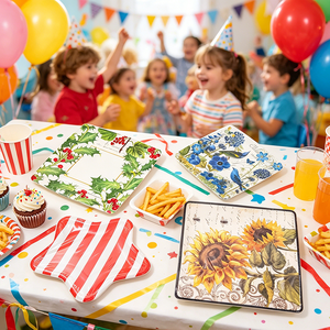 Assiettes en papier jetables avec motifs floraux variés pour service de table, fournitures pour fêtes et célébrations - Product Image 4