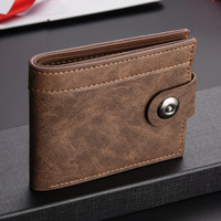 Dompet Pendek Pria Baru dengan Gesper, Desain PU Patchwork Stylish Tanpa Logo, Banyak Slot Kartu, Kantong Koin, Bahan Polyester Chic