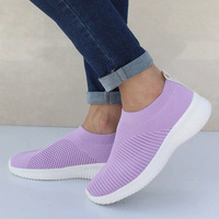 2026 Baskets chaussettes décontractées pour femmes, respirantes, en maille Fly Knit, à enfiler, avec semelle EVA, logo personnalisé OEM ODM, confortables pour la marche quotidienne