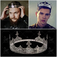 Couronne réglable de style baroque pour homme, en strass et cristal, de luxe, écologique, pour fête, danse, Thanksgiving, thème Roi et Reine