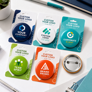 Badges bouton en métal personnalisés avec logo, épingles promotionnelles rondes avec attache de sécurité, impression UV, émail dur, design moderne - Product Image 2