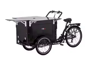 Vélo cargo café manuel avec couvercle sur la boîte avant tricycle pour affaires de rue - Product Image 6