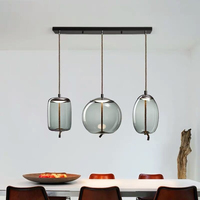 Boule de verre fumée créative corde torsadée pendentif lumière cuisine salle à manger bar lampe suspendue fournisseur