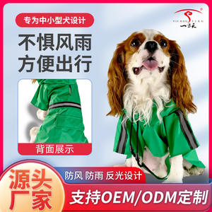 Nouvelle veste de pluie pour animaux de compagnie, pour chiens de petite à moyenne taille, vêtements imperméables à capuche réfléchissants, ajustement universel, vert et bleu, toutes saisons - Product Image 3