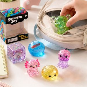 Cute Crystal Stress Figures Shiny Gel Axolotl Crab Octopus Jellyfish Diamond Ball Classroom Prize Toy <b>Pack</b> - Product Image 3