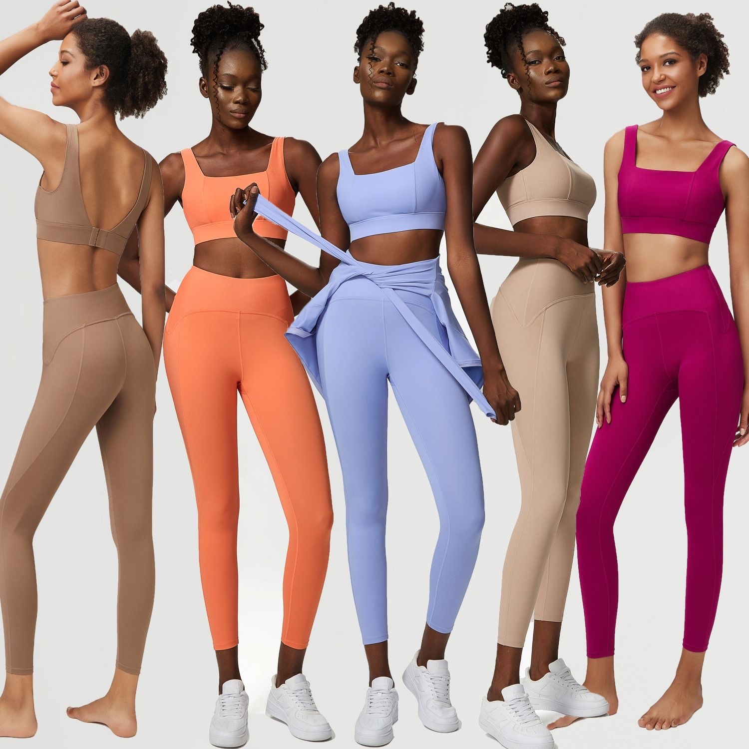 Lcool Plus Size 3 Piece Solid Breathable Yoga Set Workout Women Tracksuit Jacket High Waist Shorts Eco-Friendly Reversible