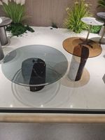 Premium Moderner Beweglicher Couchtisch mit Gehärteter Glasplatte, Designer-Beistelltisch mit Naturmarmorplatte, Wohnzimmermöbel