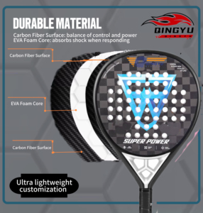 Raqueta de Pádel Profesional de Fibra de Carbono de 38 mm con Acabado Mate/Brillante 3D, Personalizada de Fábrica China, con Cabeza de Diamante, Portátil, de 24k - Product Image 3