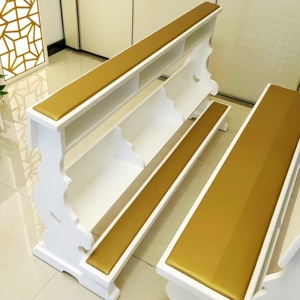 Sillas Modernas de Madera para Iglesia con Cojín y Almohadillas para Arrodillarse, Asientos para Capilla y Auditorio - Product Image 1