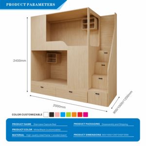 <span class=keywords><strong>Lit</strong></span> superposé moderne en bois pour hôtel-capsule, dortoir, pour adultes, avec isolation acoustique et éclairage - Product Image 2
