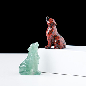 Statue de loup en cristal naturel à succès, figurine d'animal, ornements de croyance spirituelle pour la décoration de la maison, ami loup en cristal - Product Image 4