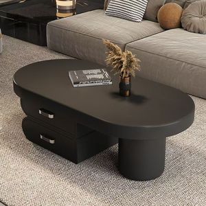 Minimalist Oval <b>Coffee</b> <b>Table</b> Wood Top Baking Paint Modern Living Room Furniture - Product Image 2