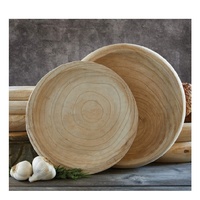 Bol de service en bois de Paulownia sculpté à la main de sucre de Table en bois naturel décoratif