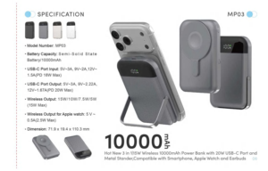 Batería Externa Magnética Multifuncional <span class=keywords><strong>con</strong></span> Logotipo Personalizado de 10000 mAh, Soporte Plegable, Carga Inalámbrica, Regalo para Teléfono Móvil - Product Image 2