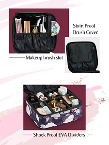 Large Capacity Floral Cosmetic Travel <b>Case</b> with Removable Dividers Portable <b>Makeup</b> Bags Handheld <b>Makeup</b> Artist Organizer Bag - Product Image 3