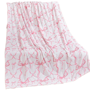 Manta Personalizada de Fábrica con Lazo Rosa, Lisa, 100% Poliéster, Agradable al Tacto, 50 x 60 Pulgadas, para Sofá, Cama, Viajes, Navidad, Halloween - Product Image 1