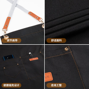 Canvas Waterproof Cross Apron Custom Logo <b>Printed</b> Workwear For Catering Milk Tea Shop Unisex One Size - Product Image 2